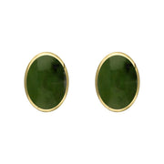 9ct Yellow Gold Jade 7 x 5mm Classic Small Oval Stud Earrings, E005.