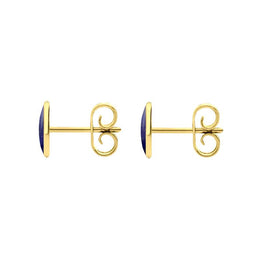 9ct Yellow Gold Lapis Lazuli 7 x 5mm Classic Small Oval Stud Earrings, E005.