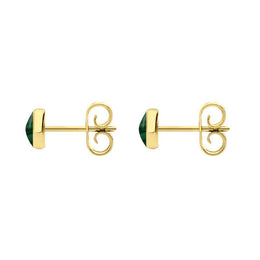 9ct Yellow Gold Malachite 5mm Classic Small Round Stud Earrings, E002.