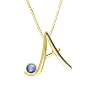 9ct Yellow Gold Moonstone Love Letters Initial A Necklace, P3448C.