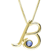 9ct Yellow Gold Moonstone Love Letters Initial B Necklace, P3449C.