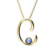 9ct Yellow Gold Moonstone Love Letters Initial C Necklace, P3450C.