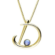 9ct Yellow Gold Moonstone Love Letters Initial D Necklace, P3451C.