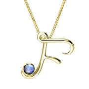 9ct Yellow Gold Moonstone Love Letters Initial F Necklace, P3453C.