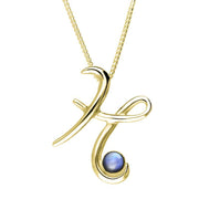9ct Yellow Gold Moonstone Love Letters Initial H Necklace, P3455C.