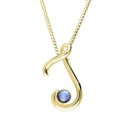 9ct Yellow Gold Moonstone Love Letters Initial J Necklace, P3457C.