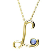 9ct Yellow Gold Moonstone Love Letters Initial L Necklace, P3459C.