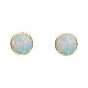 9ct Yellow Gold Opal 4mm Classic Small Round Stud Earrings, E001.
