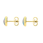9ct Yellow Gold Opal 6mm Classic Medium Round Stud Earrings, E003.