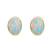 9ct Yellow Gold Opal 7 x 5mm Classic Small Oval Stud Earrings, E005.