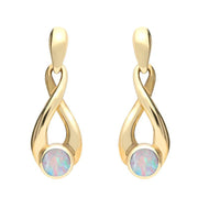 9ct Yellow Gold Opal Eternity Loop Drop Earrings E074