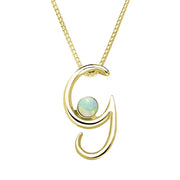 9ct Yellow Gold Opal Love Letters Initial G Necklace, P3454.