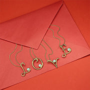 9ct Yellow Gold Opal Love Letters Initial H Necklace, P3455.