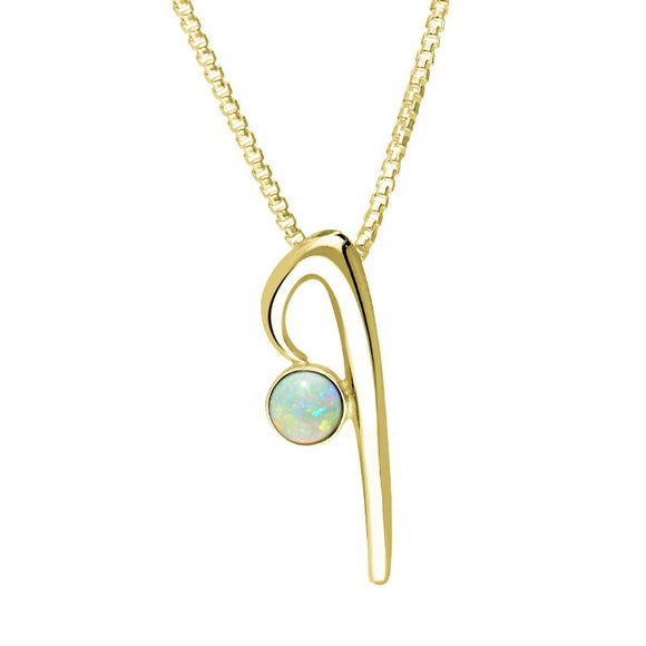 9ct Yellow Gold Opal Love Letters Initial I Necklace, P3456.