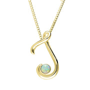 9ct Yellow Gold Opal Love Letters Initial J Necklace, P3457.