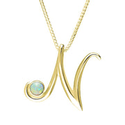 9ct Yellow Gold Opal Love Letters Initial N Necklace, P3461.