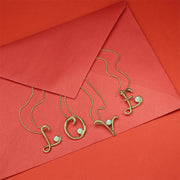 9ct Yellow Gold Opal Love Letters Initial P Necklace, P3463.