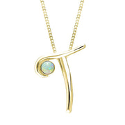 9ct Yellow Gold Opal Love Letters Initial T Necklace, P3467.