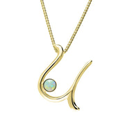 9ct Yellow Gold Opal Love Letters Initial U Necklace, P3468.