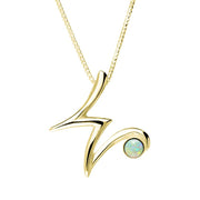 9ct Yellow Gold Opal Love Letters Initial W Necklace, P3470.