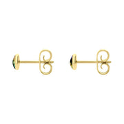 9ct Yellow Gold Spectrolite 4mm Classic Small Round Stud Earrings, E001.