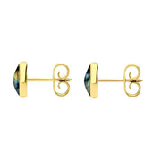 9ct Yellow Gold Spectrolite 6mm Classic Medium Round Stud Earrings, E003.