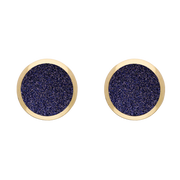 9ct Yellow Gold Sterling Silver Blue Goldstone Stepping Stones Round Stud Earrings E1292