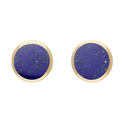 9ct Yellow Gold Sterling Silver Lapis Lazuli Stepping Stones Round Stud Earrings E1292