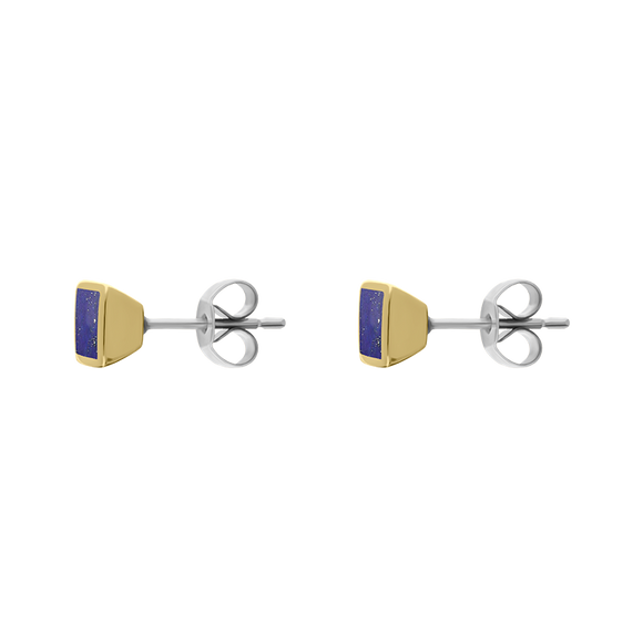 9ct Yellow Gold Sterling Silver Lapis Lazuli Stepping Stones Square Stud Earrings E1295_2