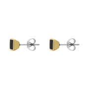 9ct Yellow Gold Sterling Silver Whitby Jet Stepping Stones Square Stud Earrings E1295_2
