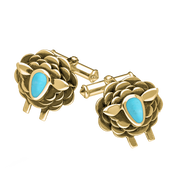 9ct Yellow Gold Turquoise Sheep Cufflinks, CL547.