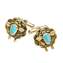 9ct Yellow Gold Turquoise Sheep Cufflinks