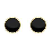 9ct Yellow Gold Whitby Jet 6mm Classic Medium Round Stud Earrings. E003.