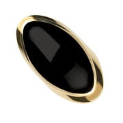 9ct Yellow Gold Whitby Jet Large Oval Statement Ring, R013.