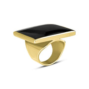 9ct Yellow Gold Whitby Jet Large Square Ring, R605_2