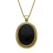 9ct Yellow Gold Whitby Jet Oval Framed Necklace. P250.