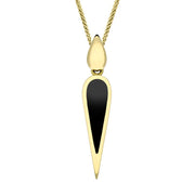 9ct Yellow Gold Whitby Jet Toscana Slim Pear Drop Necklace. P1612.