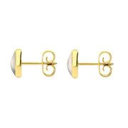 9ct Yellow Gold White Mother of Pearl 6mm Classic Medium Round Stud Earrings, E003.