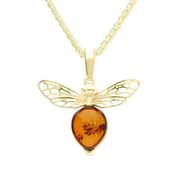  9ct Yellow Gold Small Amber Bee Necklace, P3341. 
