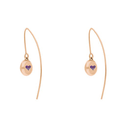 9ct Rose Gold Blue John Heart Disc Drop Earrings, E1372.