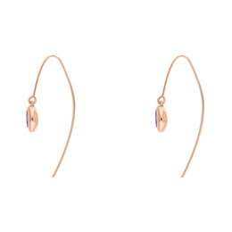 9ct Rose Gold Blue John Heart Disc Drop Earrings, E1372.
