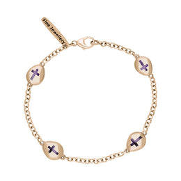 9ct Rose Gold Blue John Oval Cross Detail Four Stone Bracelet, B799.