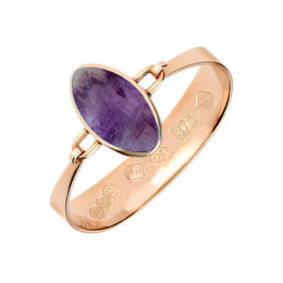 9ct Rose Gold Blue John Oval Stone Heavy Bangle, B021