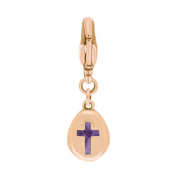 9ct Rose Gold Blue John Pear Shaped Cross Clip Charm, G664.