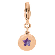 9ct Rose Gold Blue John Round Shaped Star Clip Charm, G662.