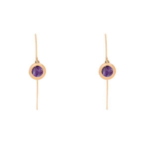 9ct Rose Gold Blue John Star Disc Drop Earrings, E1371.