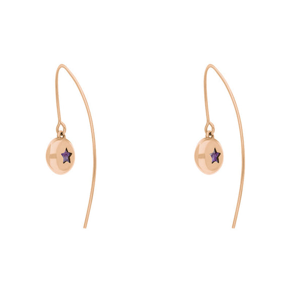9ct Rose Gold Blue John Star Disc Drop Earrings, E1371.