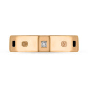 9ct Rose Gold Diamond Jet King's Coronation Hallmark Princess Cut 5mm Ring R1199_5 CFH