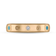 9ct Rose Gold Diamond Turquoise King's Coronation Hallmark 4mm Ring  R113_4