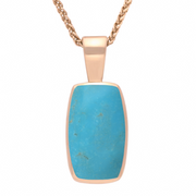 9ct Rose Gold Turquoise Barrel Shaped Necklace, P025.